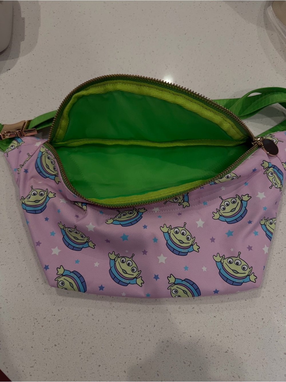 Lavender Alien Print Crossbody Pouch